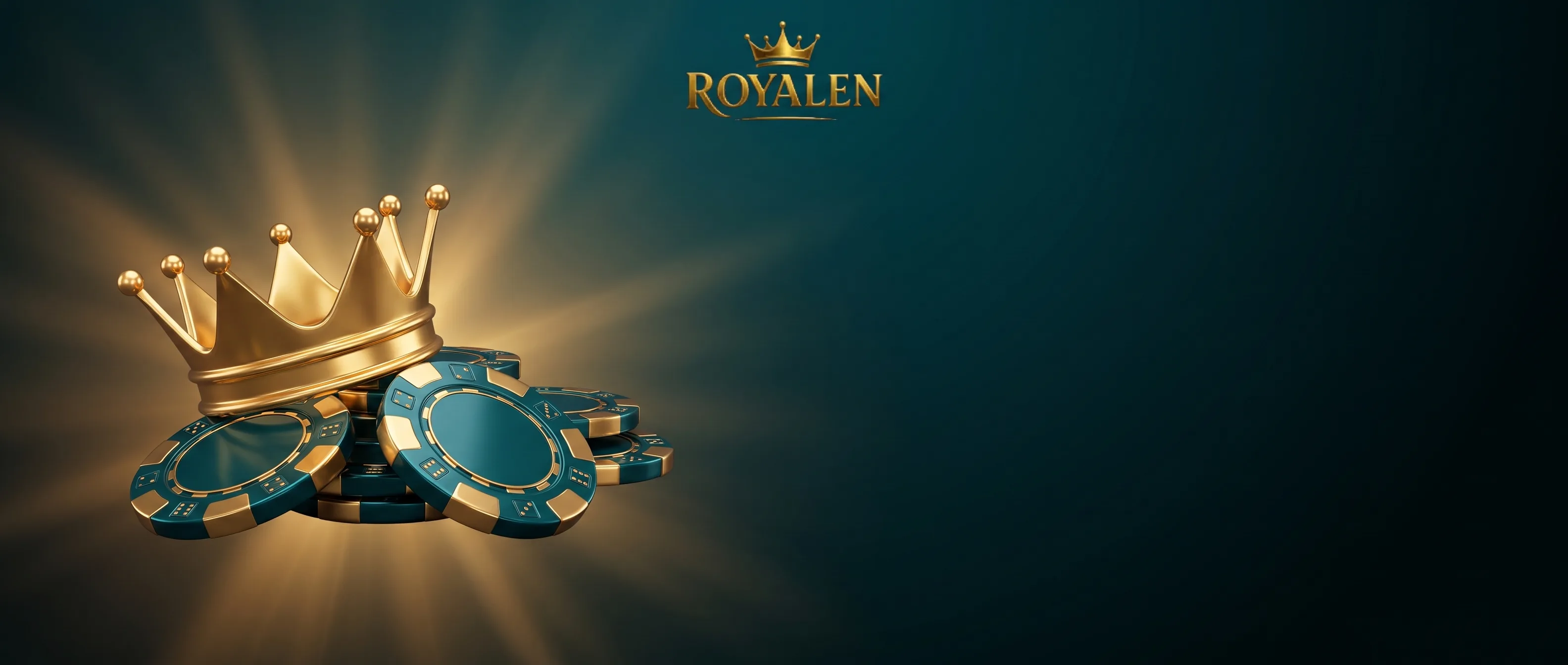 Goldene Royalen-Krone mit türkis-goldenen Spielmarken